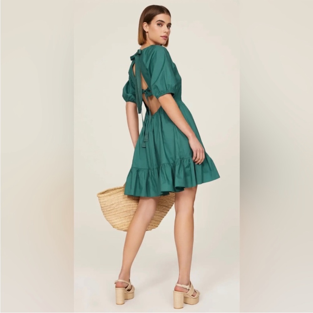 Peter Som Teal Puff Sleeve Tiered Mini Dress 6